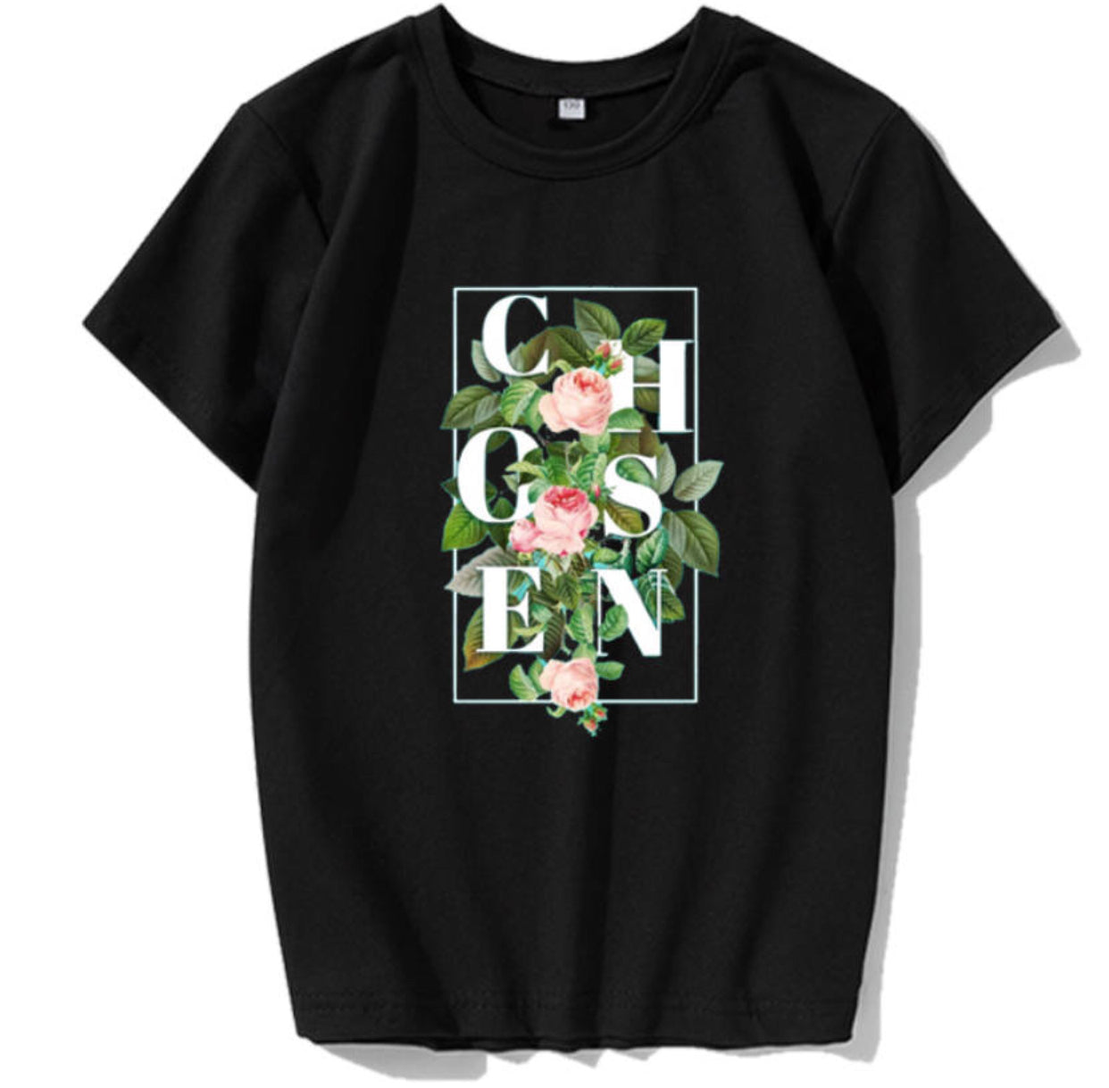 Black CHOSENbyB&YB Unisex Floral tee