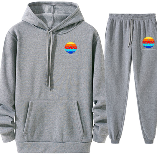 Grey Blueandyellowbulimic Hoodie with matching joggers.