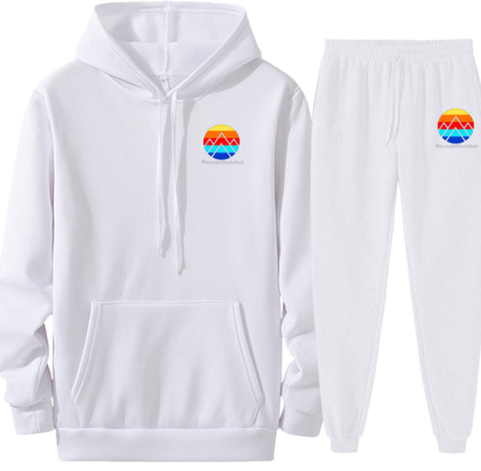 Earth Angel White Blueandyellowbulimic Hoodie with matching joggers.