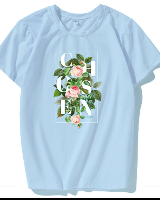 Light Shade Blue CHOSENbyB&YB Unisex Floral Tee